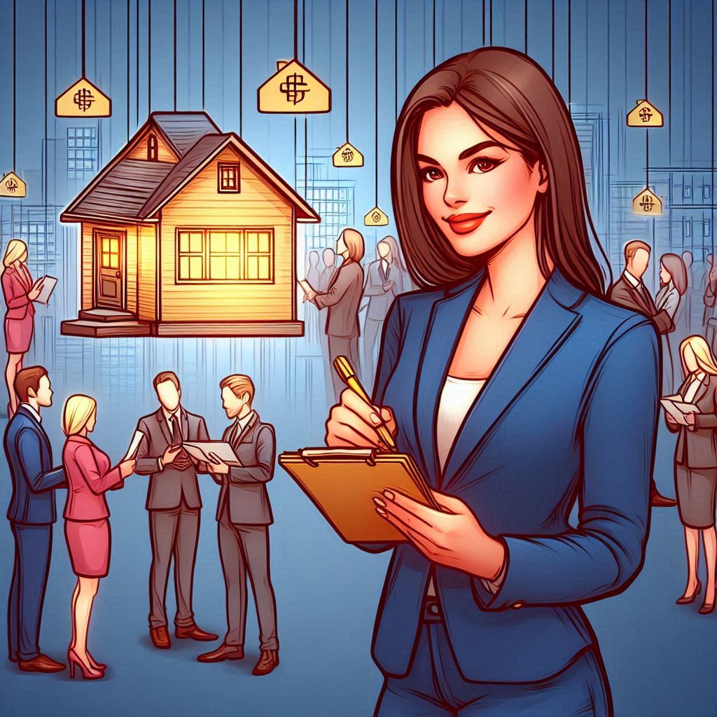 A Pretty Girl Networking through other professionals to Sell her Real Estate Note